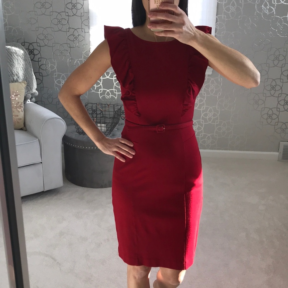 Express Ruffle Red Dress